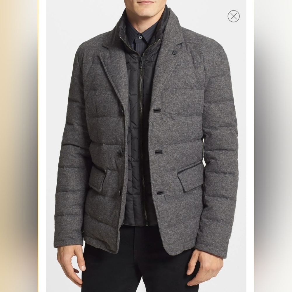 🆕️ VINCE CAMUTO Men's Gray Flannel Quilted Down & Feather Jacket SIZE: M